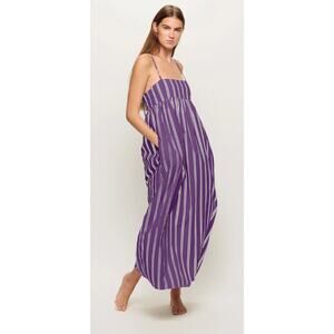 NWOT MIKOH Garance Purple Striped Midi Dress Size Medium